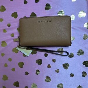 Michael Kors Tan Wristlet Clutch
